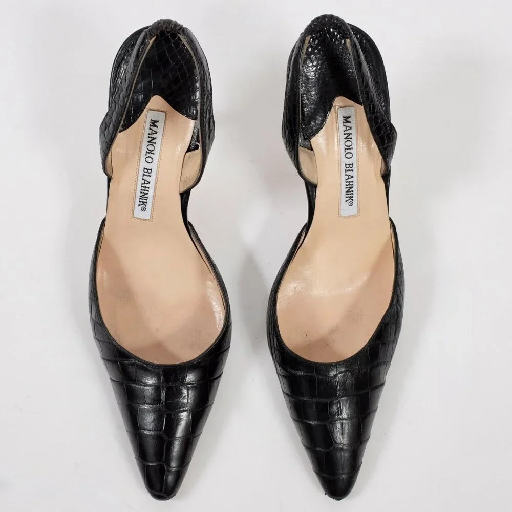 Manolo Blahnik Carolyne crocodile alligator shoes - Picture 8 of 11